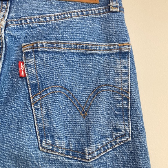 Levi’s Ribcage Straight Ankle Blue Jeans Size 24 Raw Hem Fray Stonewash 90s - Picture 7 of 13